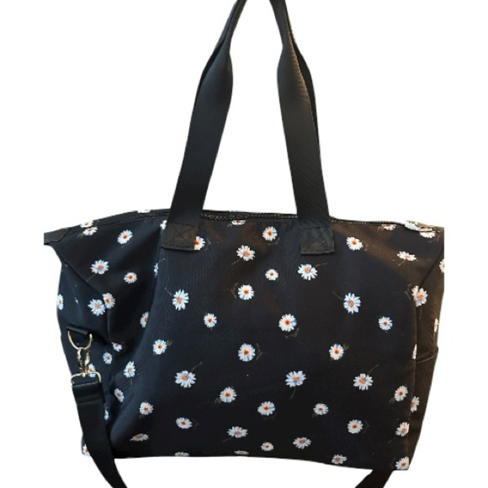 Alice + Olivia Black Canvas Daisy Women's Duffle‎ Weekender Bag by Stacey Bendet